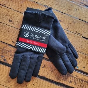 Isotoner Signature Casual Gloves Black Size Large